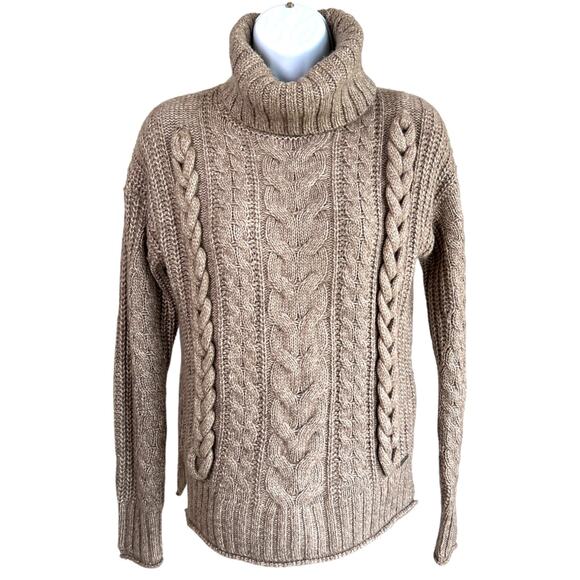 Abercrombie & Fitch Chunky Cable Knit Turtle Neck Sweater Brown Size Extra Small - Picture 1 of 9